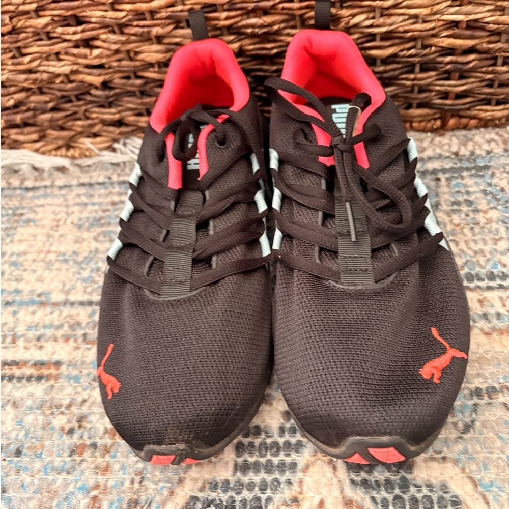Puma Black Sneakers with Pink and Blue Accents